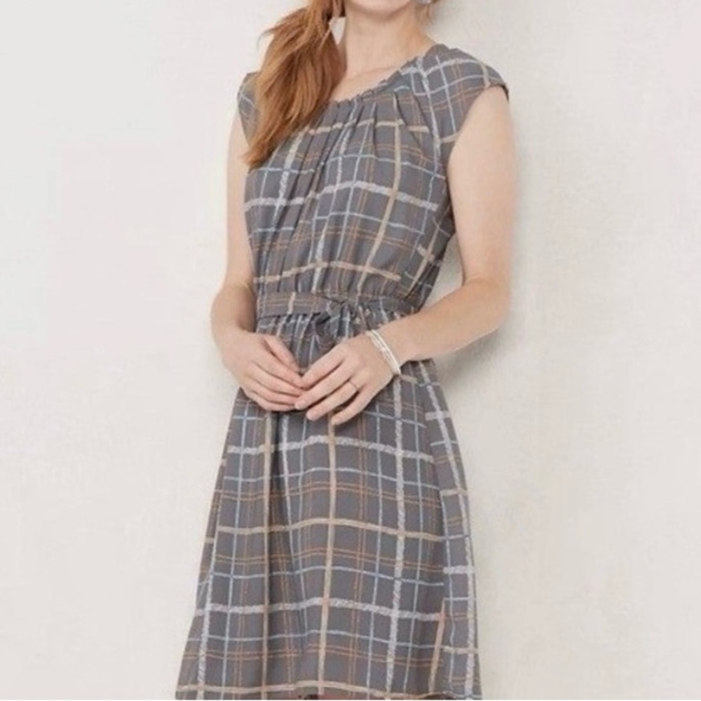 XS LC by Lauren Conrad Dress Grey w/ Plaid